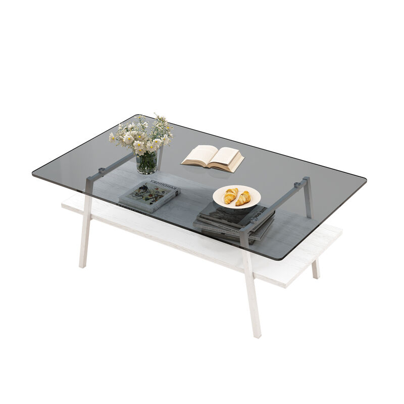 Modern Gray Glass Coffee Table
