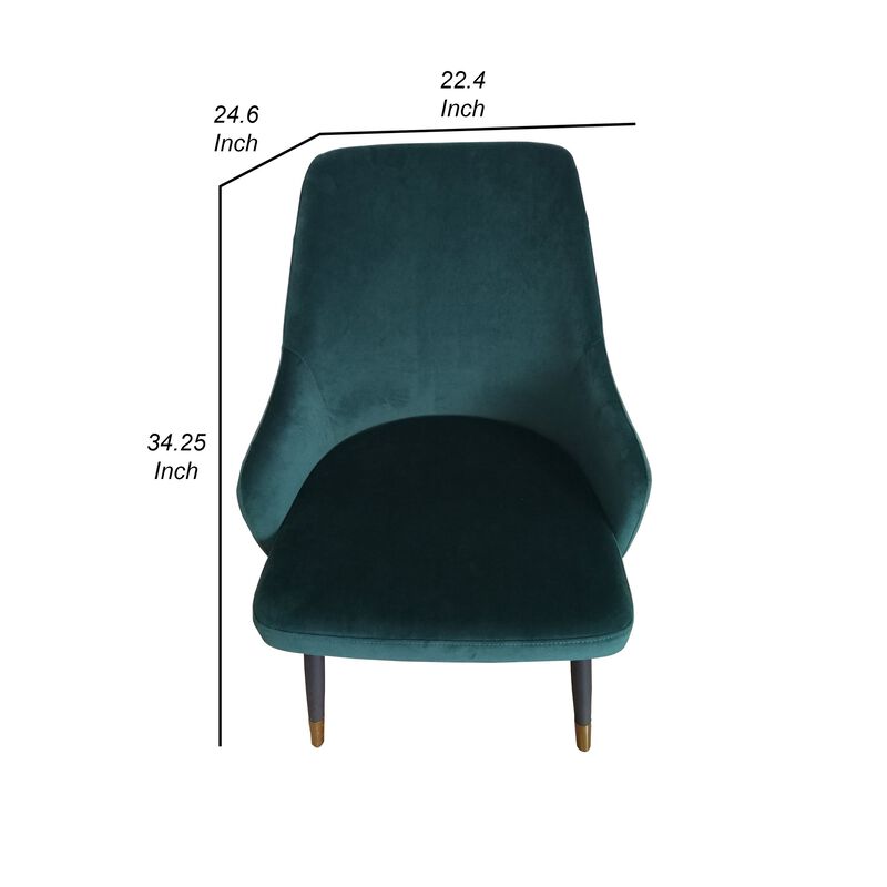 Zini 25 Inch Cushioned Dining Chair, Set of 2, White, Green, Gold Metal - Benzara