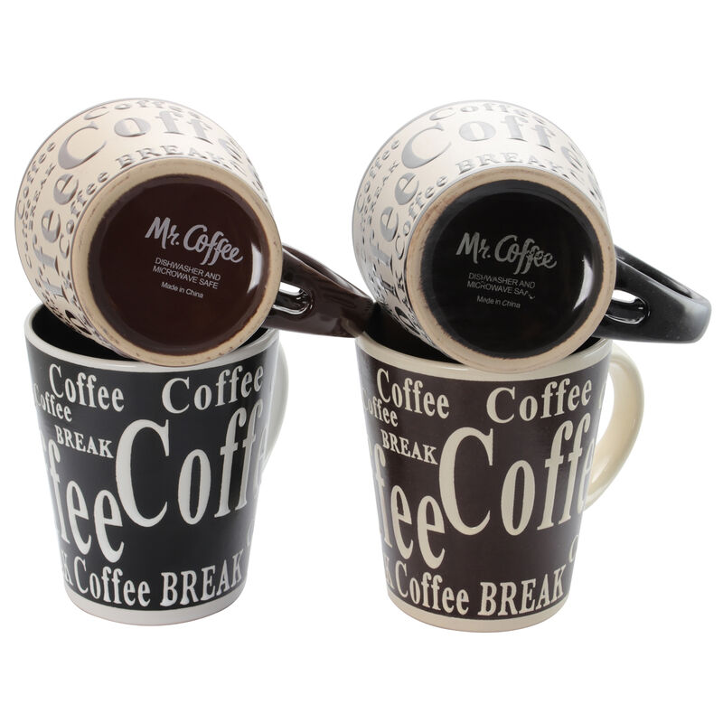 Mr. Coffee Dolce Cafe 8 Piece Ceramic Cup and Spoon Set in Assorted Designs