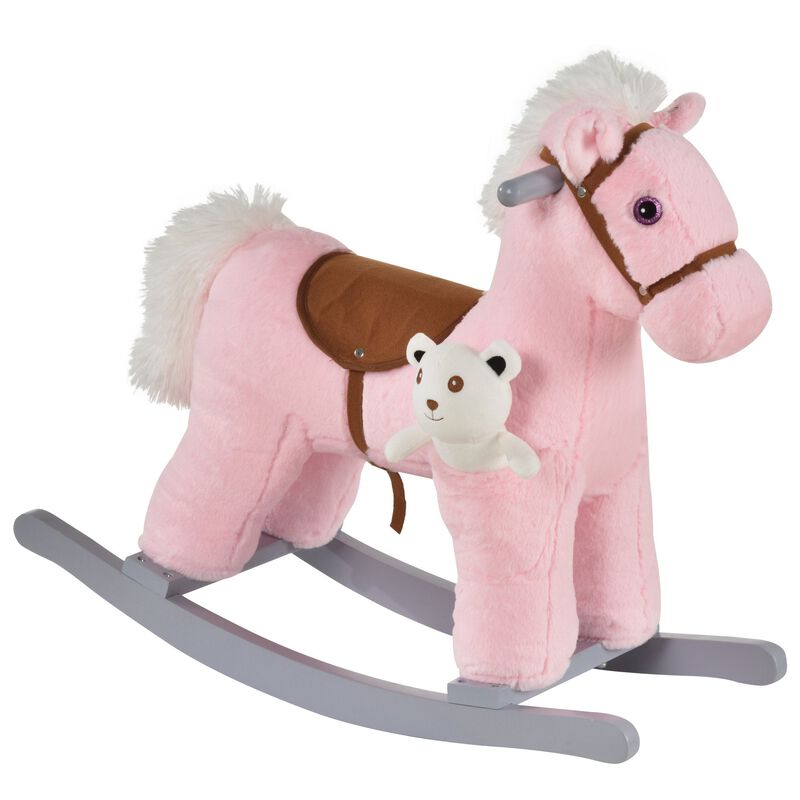 Pink Girls' Rocker: Plush Horse with Bear Toy for 18-36 Months