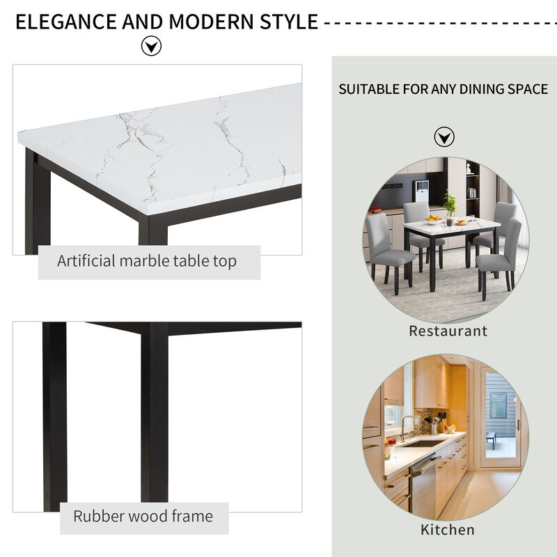 Merax Faux Marble 5-Piece Dining Table Chairs Set