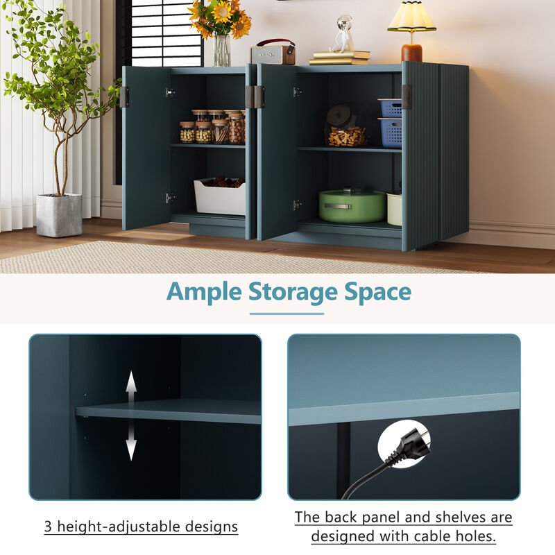 Merax 4 Wavy Doors Sideboard with Adjustable Shelves