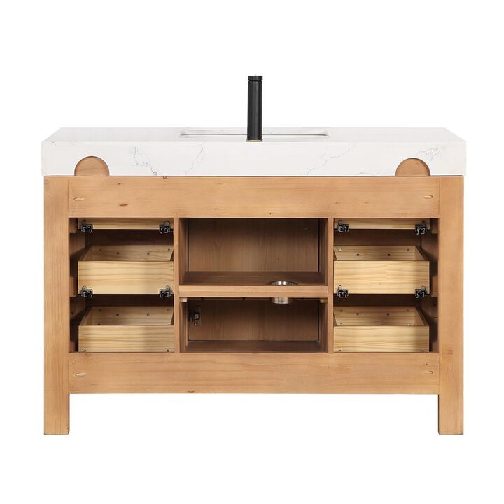 Vinnova Design Free-standing Single Bathroom Vanity with Composite top in Lightning White