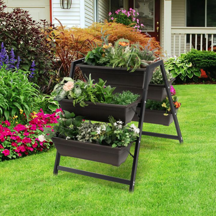 Hivvago 3-Tier Vertical Raised Garden Bed with 5 Plant Boxes
