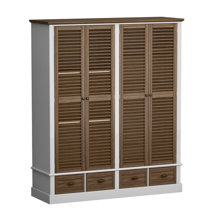 FUFU&GAGA Modern Wardrobe Armoire  with Adjustable Shelves and Spacious Drawers,(63" W x 19.7" D x 74.8"H),Brown