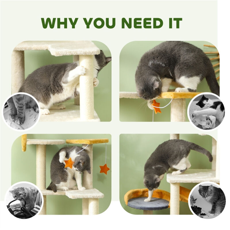 Cat Tree Multi-Level Cat Tower with Scratching Posts, Cozy Condo, Hammock, and Plush Perches for Indoor Cats
