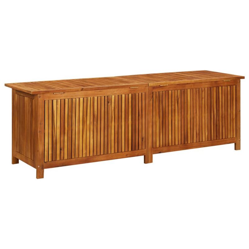 Outdoor Storage Box, Waterproof PE Bag, 69 Inch Brown Acacia Wood - Benzara
