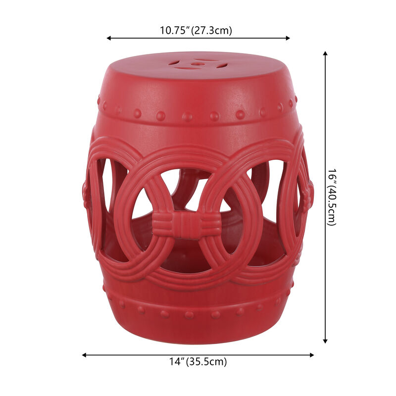 Lucky Coins 16" Chinese Ceramic Drum Garden Stool