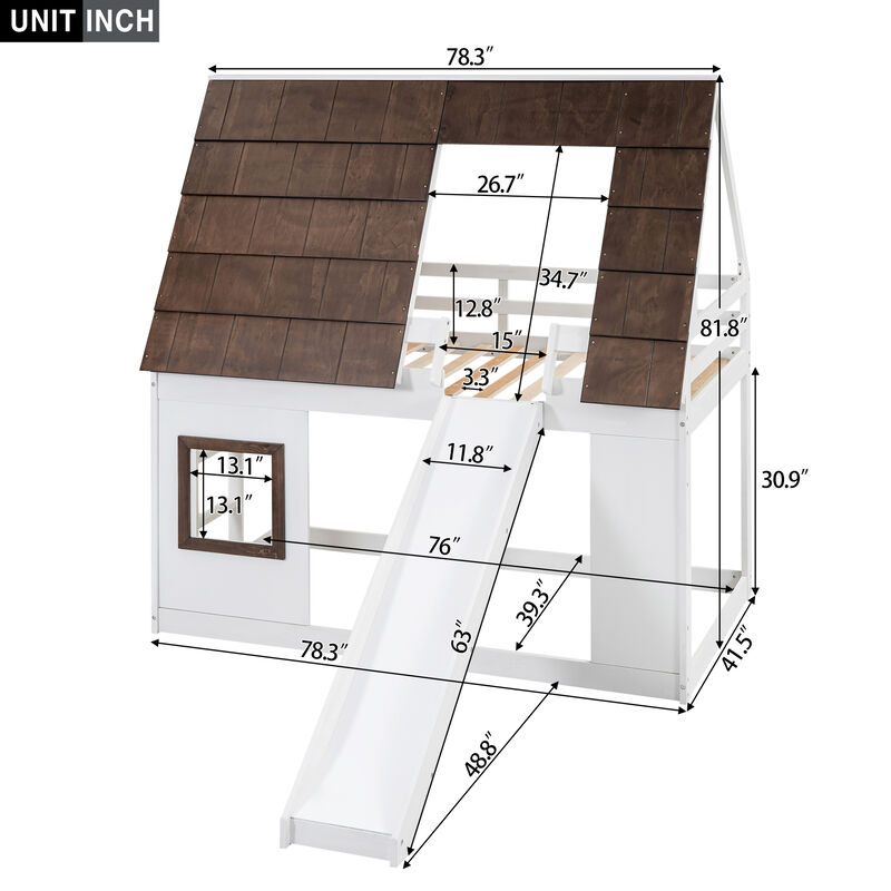 Merax House Bunk Bed with Ladder and Slide
