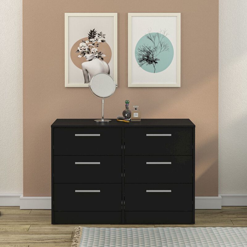 Polifurniture Juliette 6 Drawer Dresser, Black