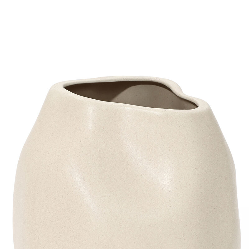 LuxenHome Ivory White Ceramic Modern Round Vase