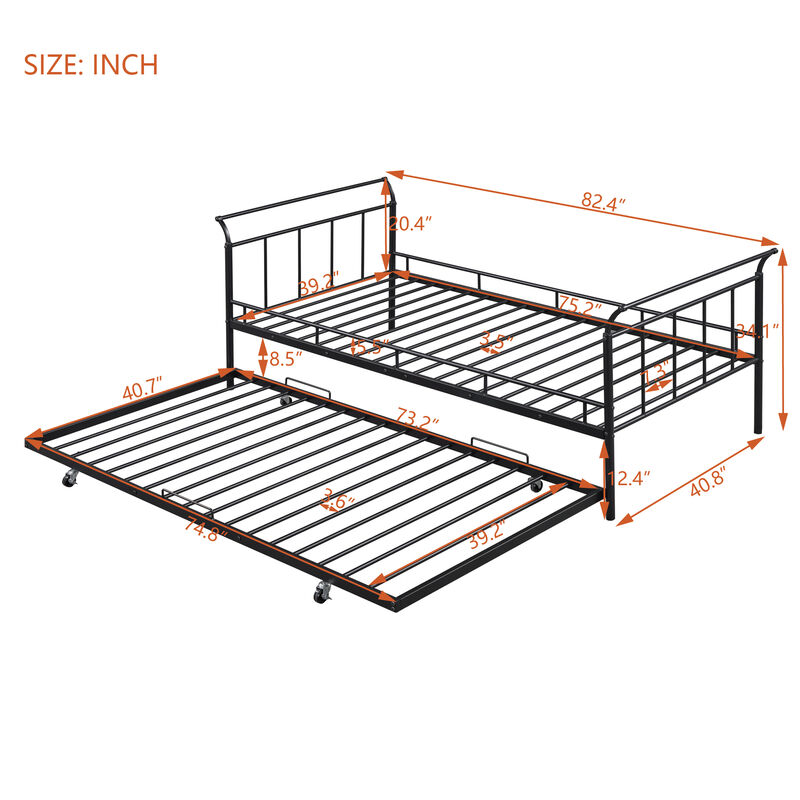 Merax Metal Frame Daybed with Trundle
