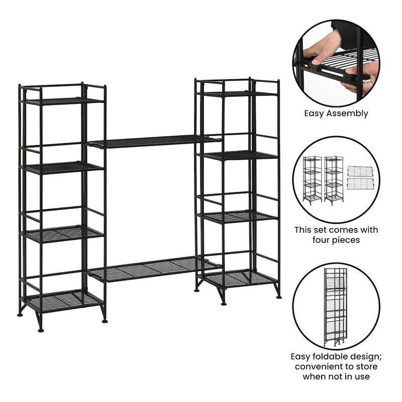 Convenience Concepts Xtra Storage 4 Tier Folding Metal Shelves with Set of 2 Extension Shelves