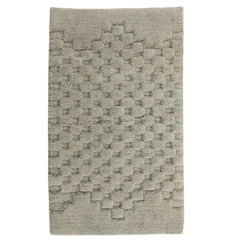 Knightsbridge Luxurious Block Pattern High Quality Year Round Cotton With Non-Skid Back Bath Rug 20" X 30" Sage