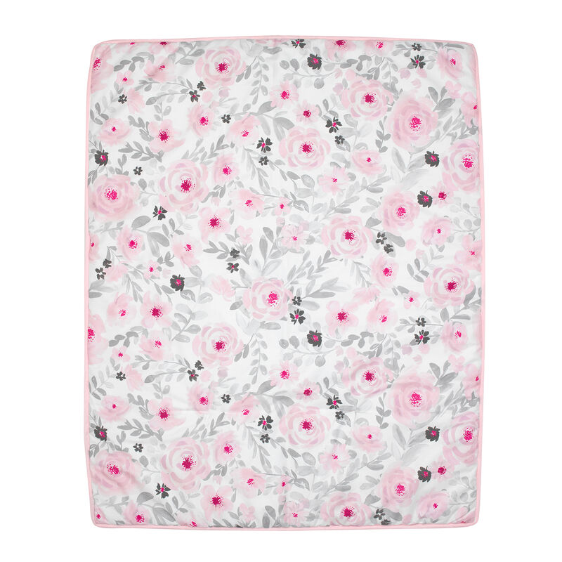 Bedtime Originals Blossom Pink Watercolor Floral 3-Piece Baby Crib Bedding Set