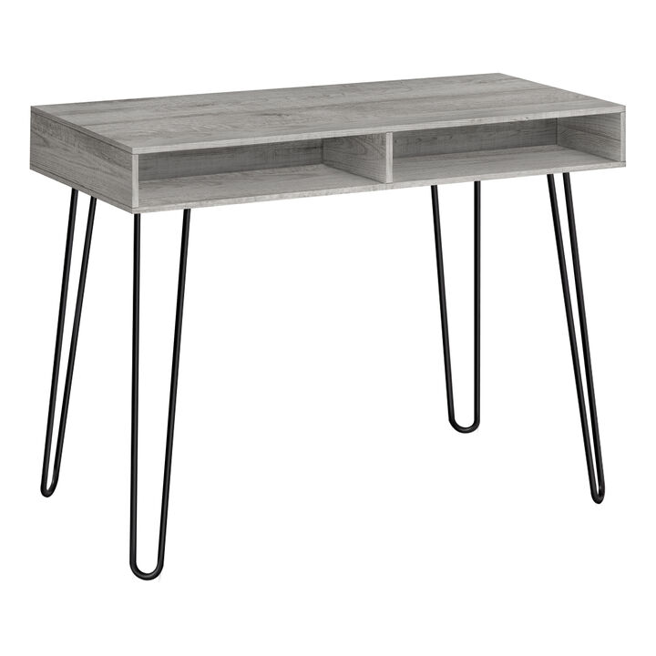 Monarch Specialties I 7773 Computer Desk, Home Office, Laptop, Left, Right Set-up, Storage Drawers, 40"L, Work, Metal, Laminate, Grey, Black, Contemporary, Modern