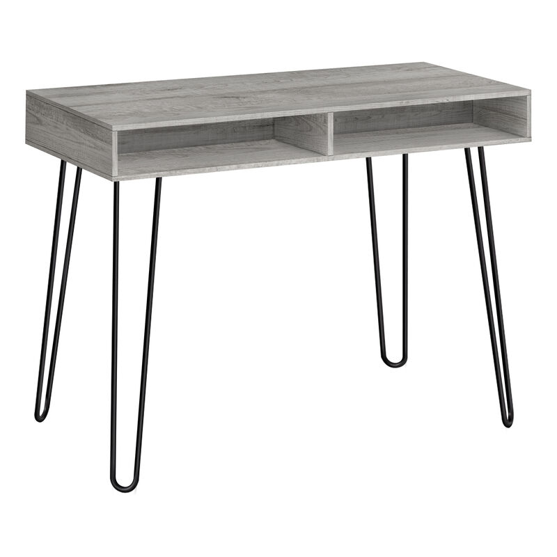 Monarch Specialties I 7773 Computer Desk, Home Office, Laptop, Left, Right Set-up, Storage Drawers, 40"L, Work, Metal, Laminate, Grey, Black, Contemporary, Modern