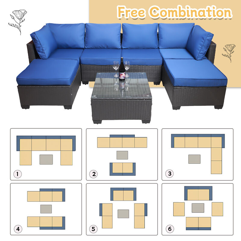 Merax Outdoor Garden Patio Furniture 7-Piece Sofa Sets