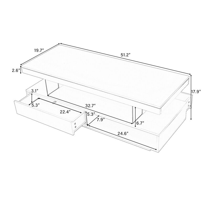 Merax Modern Center Table LED Coffee Table with Storage
