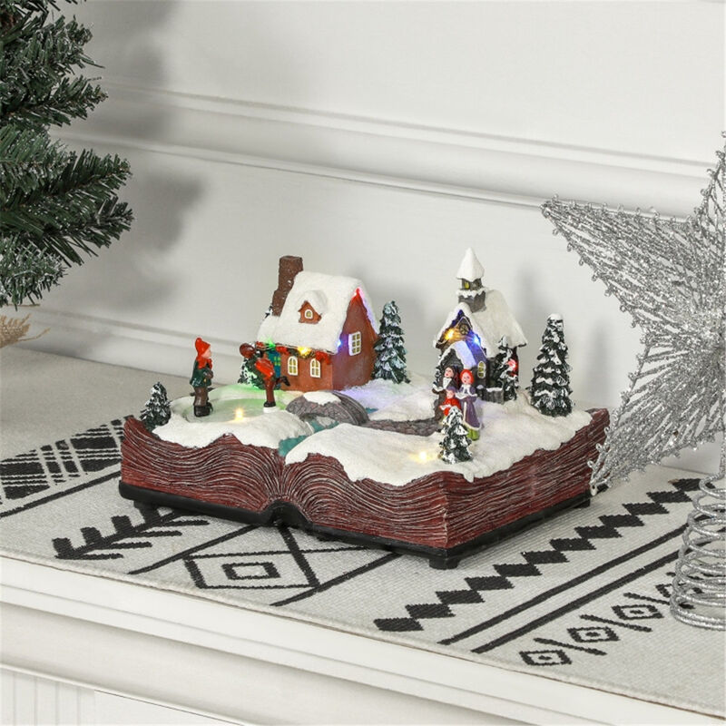 Light-Up Christmas Village Display, Festive Town Scene with LED Lights & Music