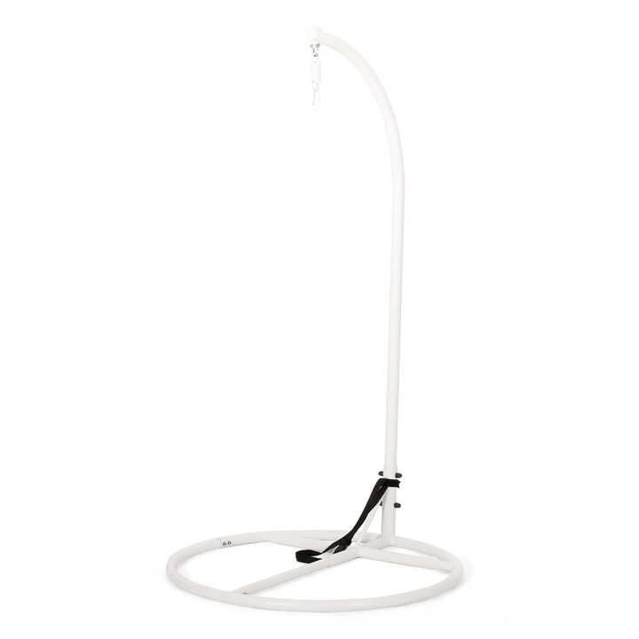 Hanging Hammock Chair Stand, 80 Inch Tall White Iron Frame Hanger Base -Benzara