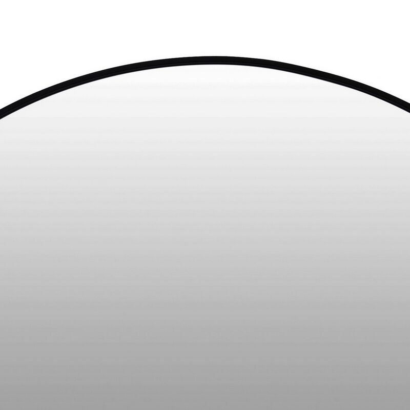 Lima Decorative Wall Mirror, Round Semicircular 30 x 60, Black Frame - Benzara
