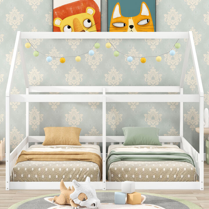 Merax House Platform Beds  with 2 Shared Beds