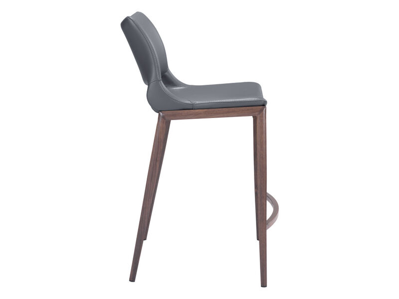 Ace Counter Stool (Set of 2) Dark Gray & Walnut
