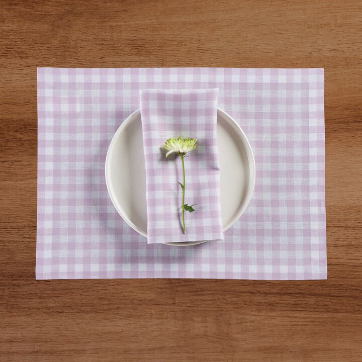Solino Home 100% Pure Linen Cloth Napkins 20 x 20 Inch Set of 4 | Gingham Check Dinner Napkins