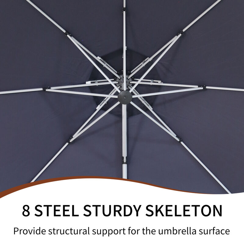 MONDAWE 11ft 2-Tier Square Cantilever Outdoor Patio Umbrella with Included Cover