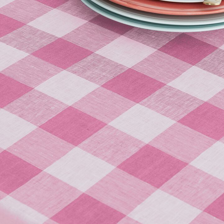 Solino Home 100% Pure Linen Tablecloth | Buffalo Check Dining Table Cloth