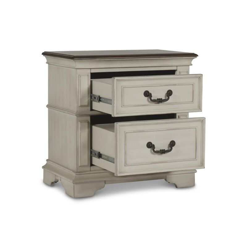 New Classic Furniture Furniture Anastasia Solid Wood Frame Nightstand in Antique White