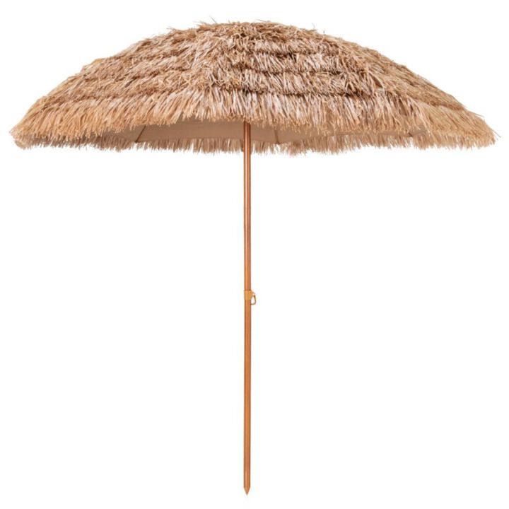 Hivvago 8 Feet Patio Thatched Tiki Umbrella Hawaiian Hula Beach Umbrella