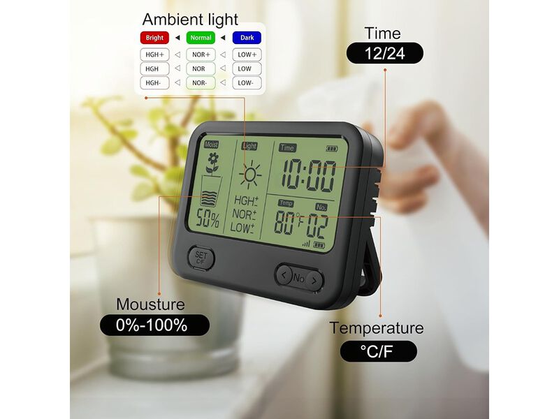 BIGTRIDE Wireless Soil Tester with LCD Display - 4-in-1 Sensor for Moisture