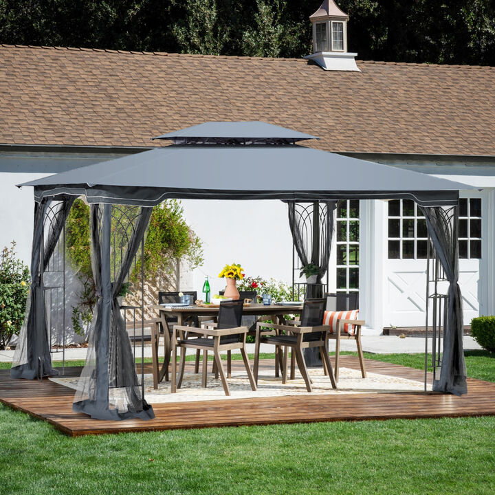13 X 10 Outdoor Patio Gazebo Canopy Tent With Ventilated Double Roof And Mosquito Net