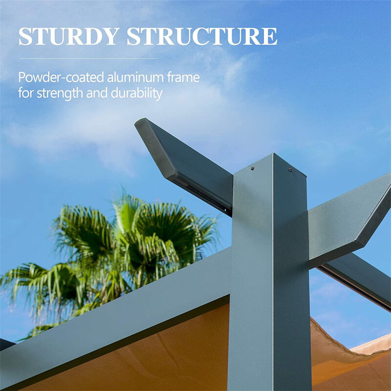 Aluminum Pergola with Retractable Sun Shade