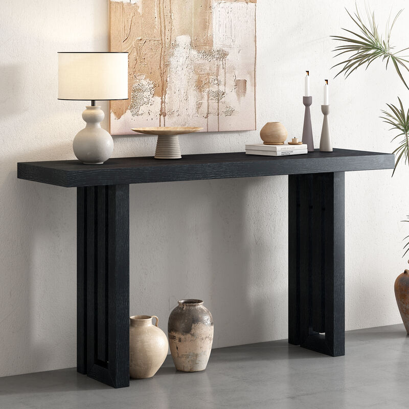 Merax Oak Veneer Rectangular Console Table