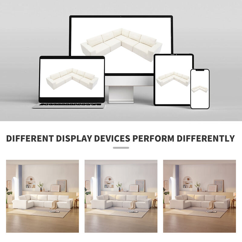 MONDAWE Modular 5 Pieces Free Combination L Shaped Sectional Sofa,Luxury Floor Couch Set,Upholstered Indoor Furniture,Foam-Filled Sleeper Sofa Bed