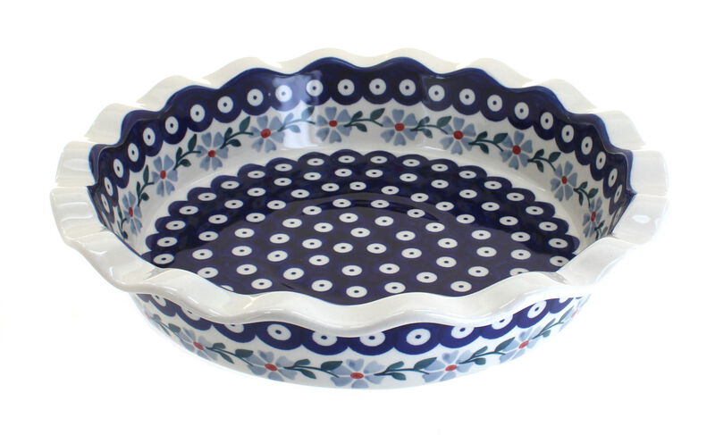 Blue Rose Polish Pottery Summer Vine Pie Plate