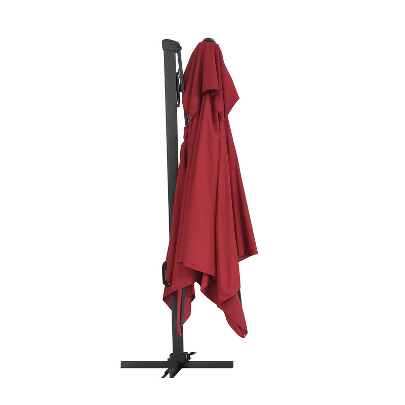MONDAWE 10ft Square Solar LED Offset Cantilever Outdoor Patio Umbrella with Built-in Bluetooth Speaker