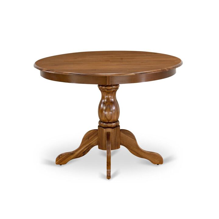 East West Furniture HBT-AWA-TP East West Furniture Amazing Dining Room Table with Acacia Walnut Color Table Top Surface and Asian Wood Modern Dining Table Pedestal Legs - Acacia Walnut Finish