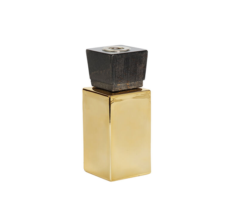 Gold Bottle Diffuser With Black Cap, "Iris & Rose" Scent