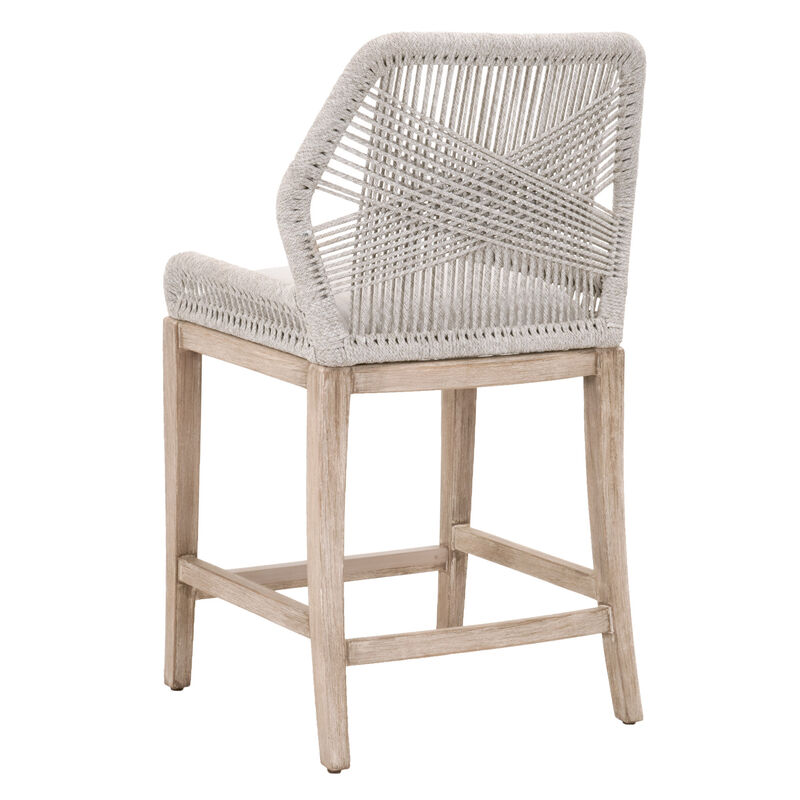 Loom Outdoor Counter Stool in Taupe & White