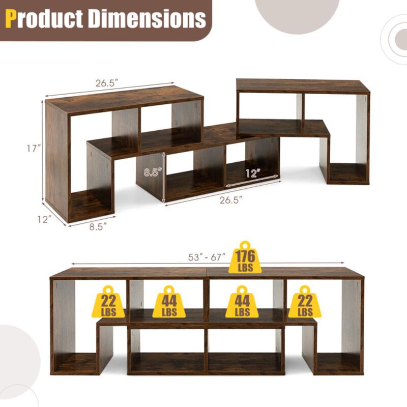Hivvago 3 Pieces Console TV Stand for TVs up to 65 Inch with Shelves
