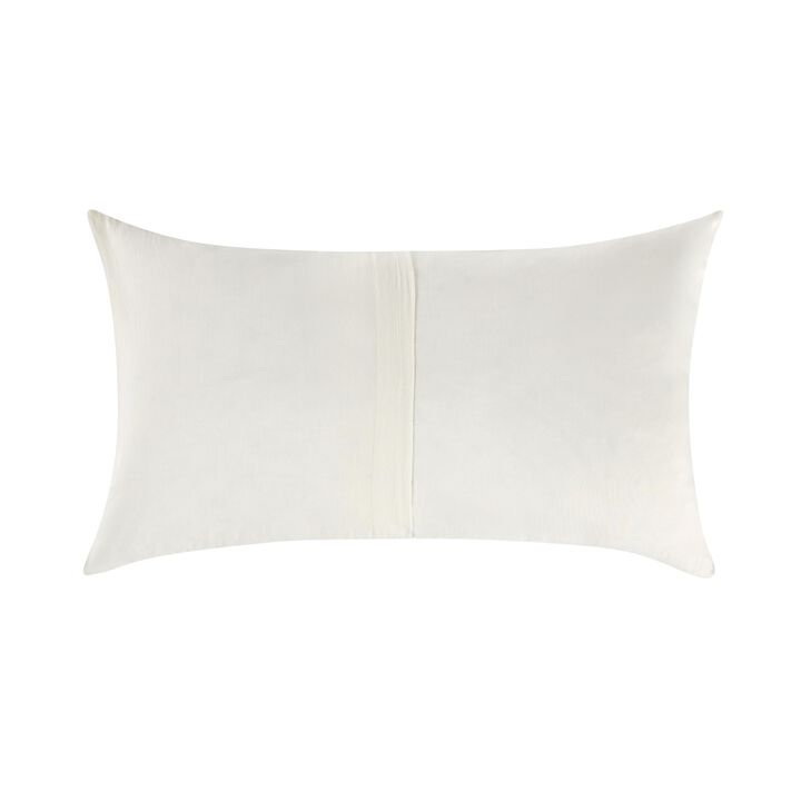 Paula Lumbar King Pillow Sham, Soft Ivory Stone Washed Hemp, 20x36 - Benzara