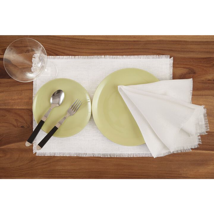Solino Home 100% Pure Linen Cloth Napkins 20 x 20 Inch Set of 4 | Fringe Dinner Napkins
