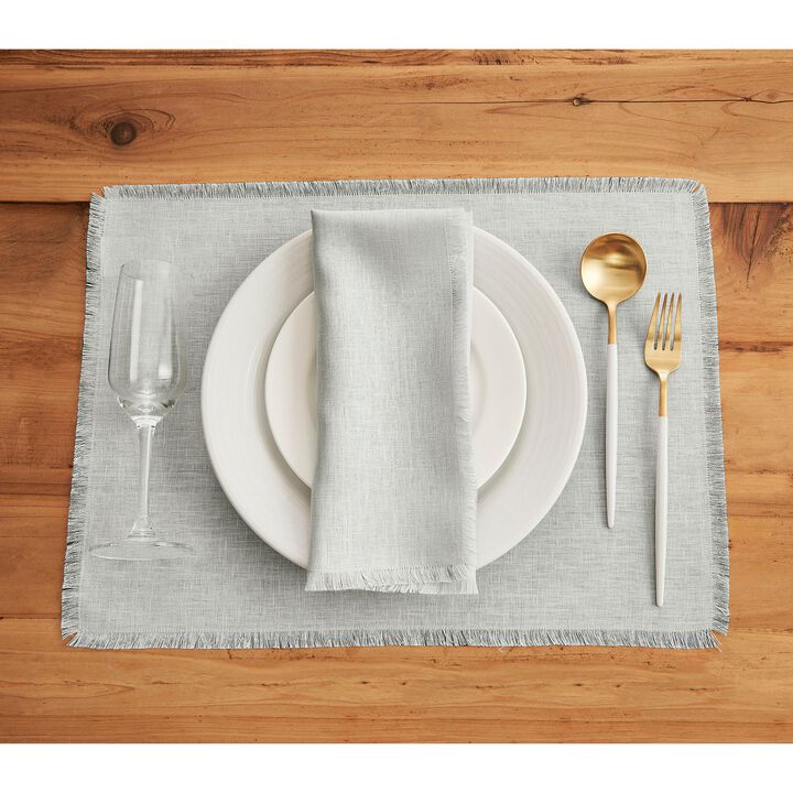 Solino Home 100% Pure Linen Cloth Napkins 20 x 20 Inch Set of 4 | Fringe Dinner Napkins