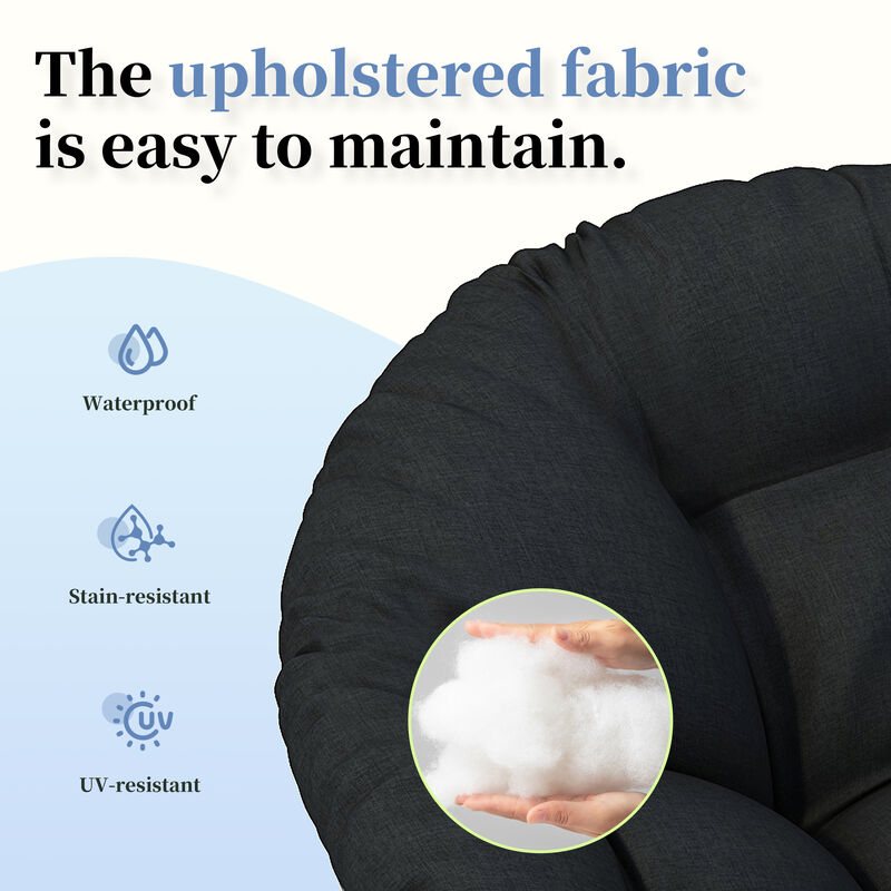 40" Ergonomic Wicker Chair with Cloud Thick Density Fabric Cushion,3-proof Cover,High Capacity Iron Frame,Fluid 360 Degree Swivel for Reading,Living Room, Bedroom,Lounge