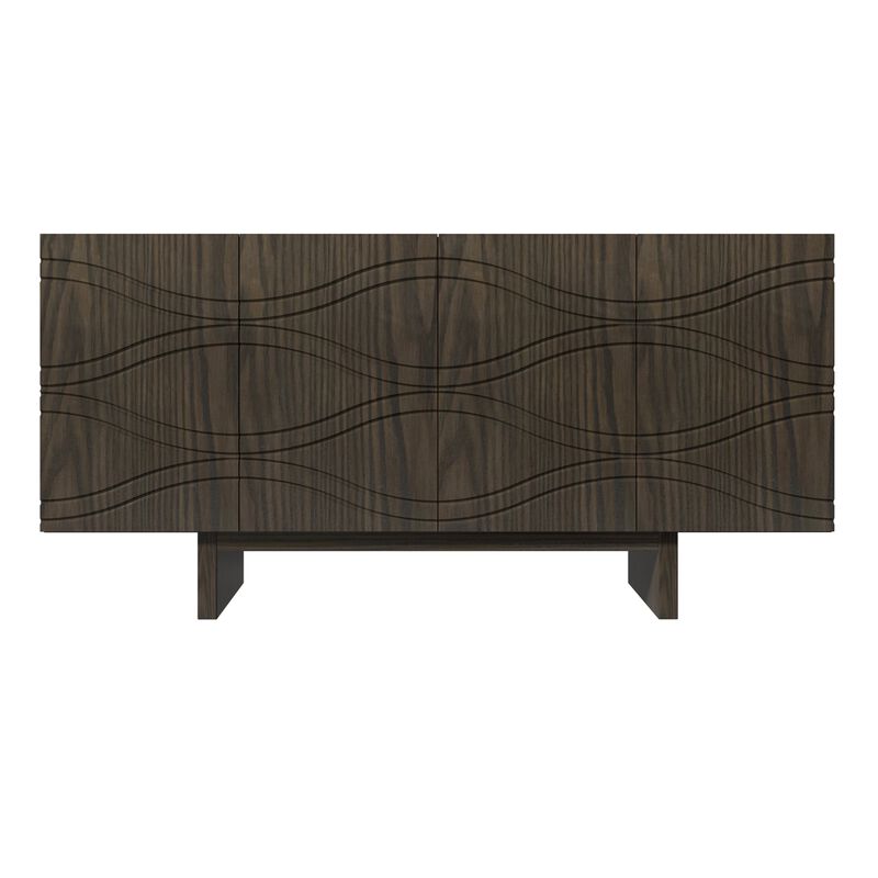 Clihome 63"Sideboard Buffet Cabinet,4 Door Console Cabinet with Adjustable Shelf,Cream Wave