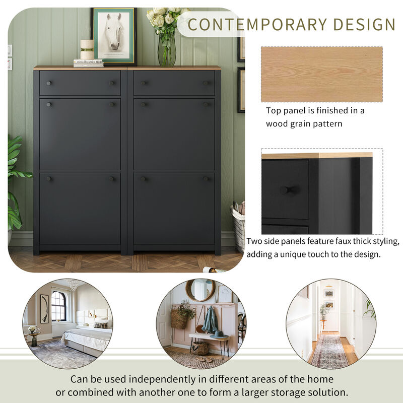 Merax Modern Style Shoe Rack with 4 Flip Drawers